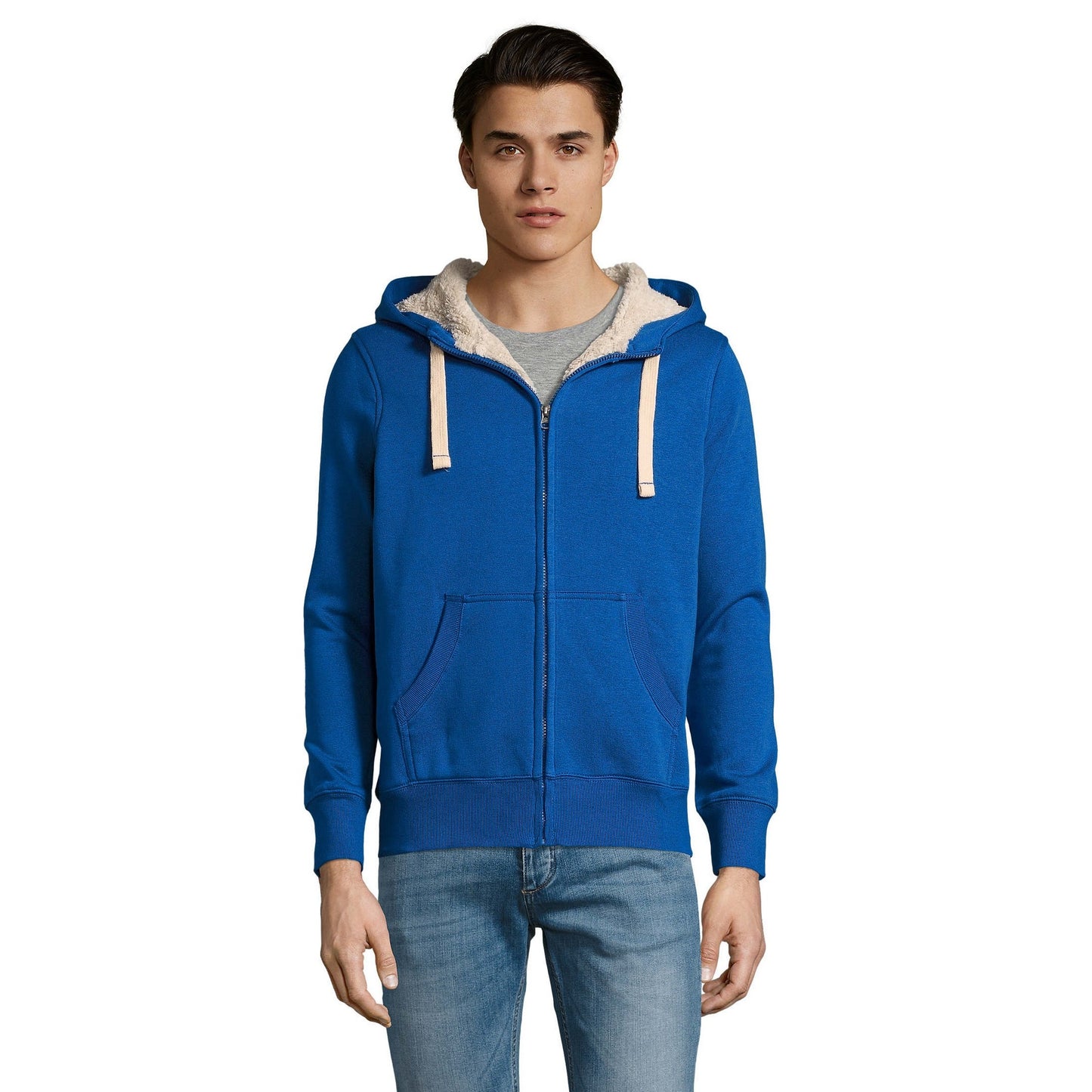 Royal Blue - Back - SOLS Sherpa Unisex Zip-Up Hooded Sweatshirt - Hoodie