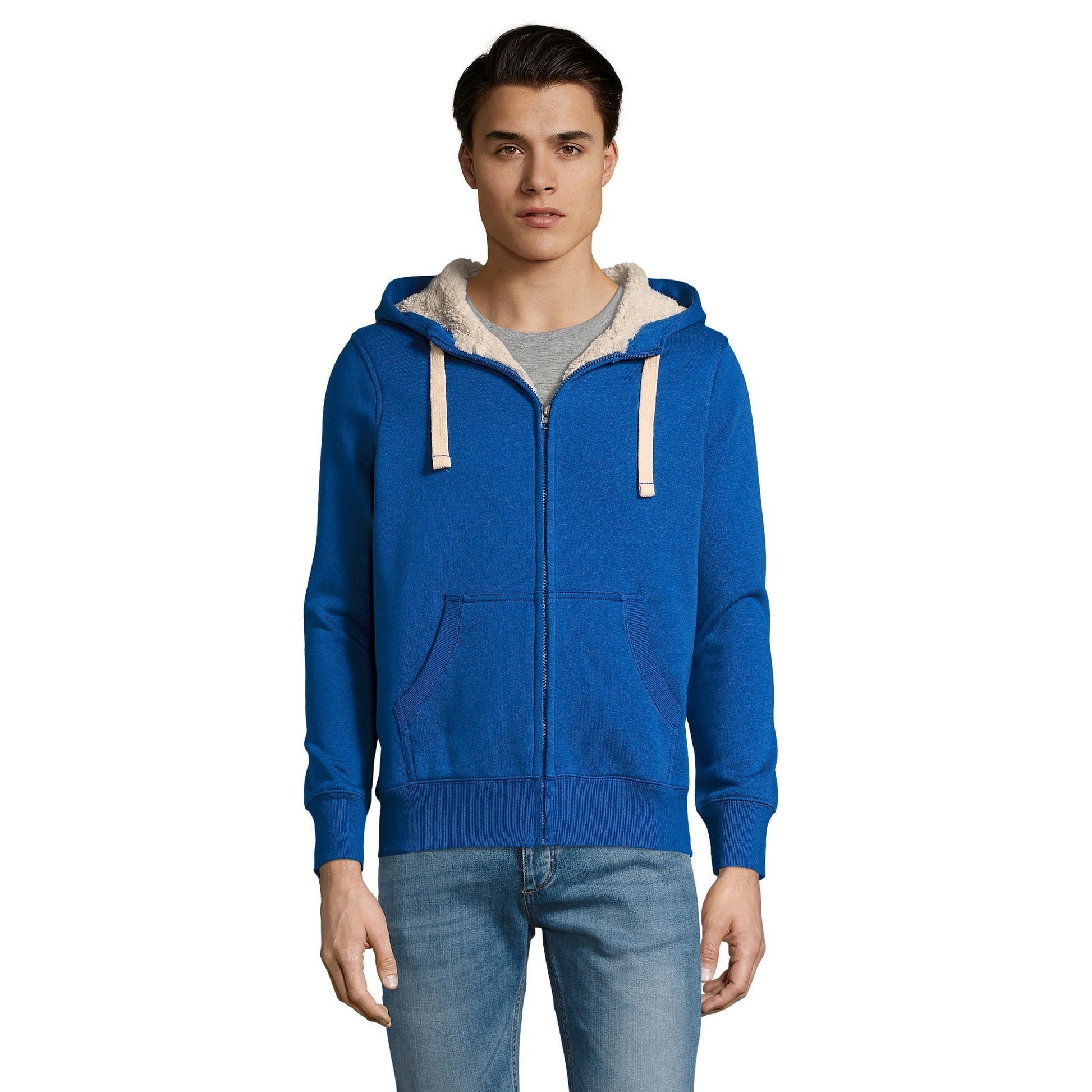 Royal Blue - Back - SOLS Sherpa Unisex Zip-Up Hooded Sweatshirt - Hoodie
