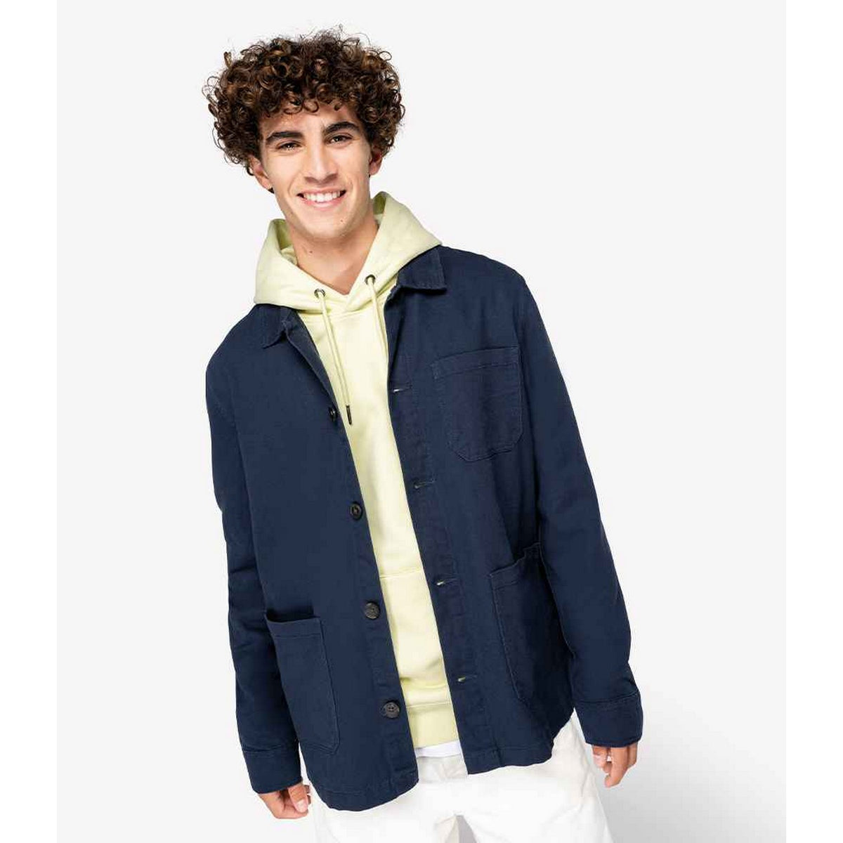 Indigo - Front - Native Spirit Mens Faded Work Jacket