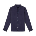 Navy Blue - Front - Native Spirit Mens Washed Long-Sleeved Shirt