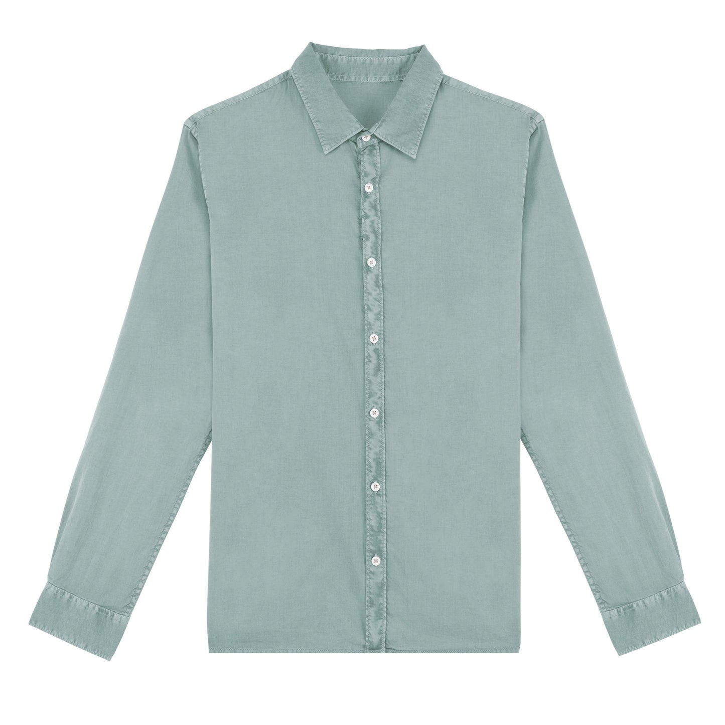 Jade Green - Front - Native Spirit Mens Washed Long-Sleeved Shirt