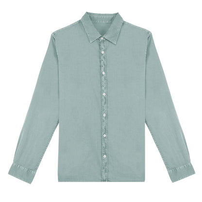 Jade Green - Front - Native Spirit Mens Washed Long-Sleeved Shirt