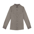 Pale Khaki - Front - Native Spirit Womens-Ladies Washed Long-Sleeved Shirt