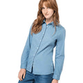 Cool Blue - Front - Native Spirit Womens-Ladies Washed Long-Sleeved Shirt