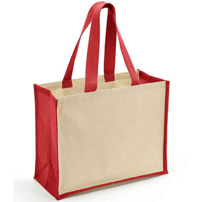 Natural-Red - Front - Brand Lab Jute Canvas Shopper
