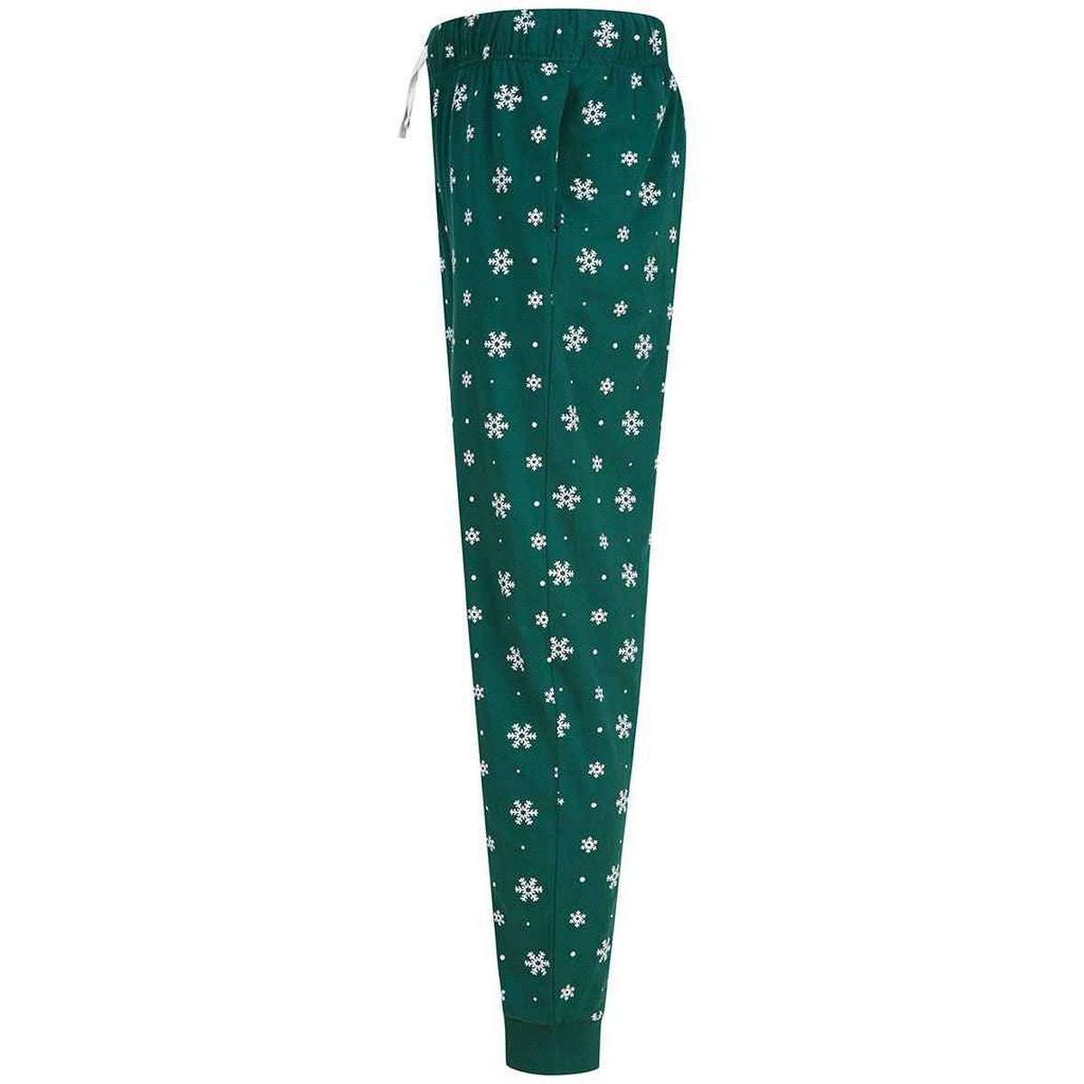 Bottle Green-White - Back - SF Unisex Adult Snowflake Cuffed Lounge Pants