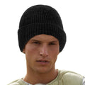 Black - Back - Beechfield Cosy Ribbed Marl Beanie