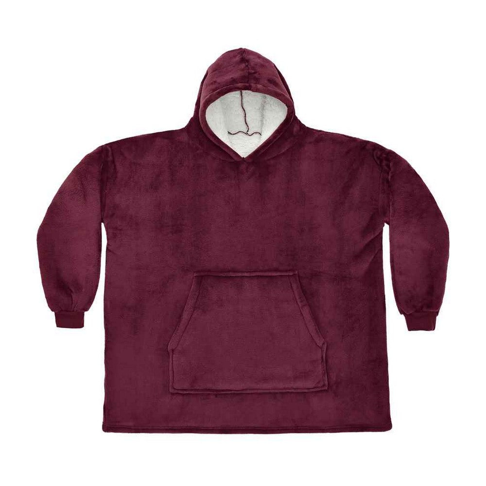 Burgundy - Front - Brand Lab Unisex Adult Sherpa Fleece Hoodie