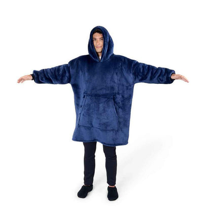 Navy - Side - Brand Lab Unisex Adult Sherpa Fleece Hoodie