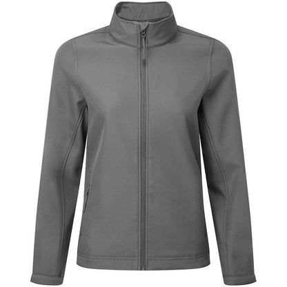 Dark Grey - Front - Premier Womens-Ladies Windchecker Soft Shell Jacket