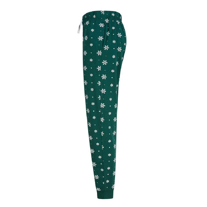Bottle Green - Side - SF Minni Womens-Ladies Snowflake Lounge Pants