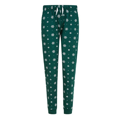 Bottle Green - Front - SF Minni Womens-Ladies Snowflake Lounge Pants