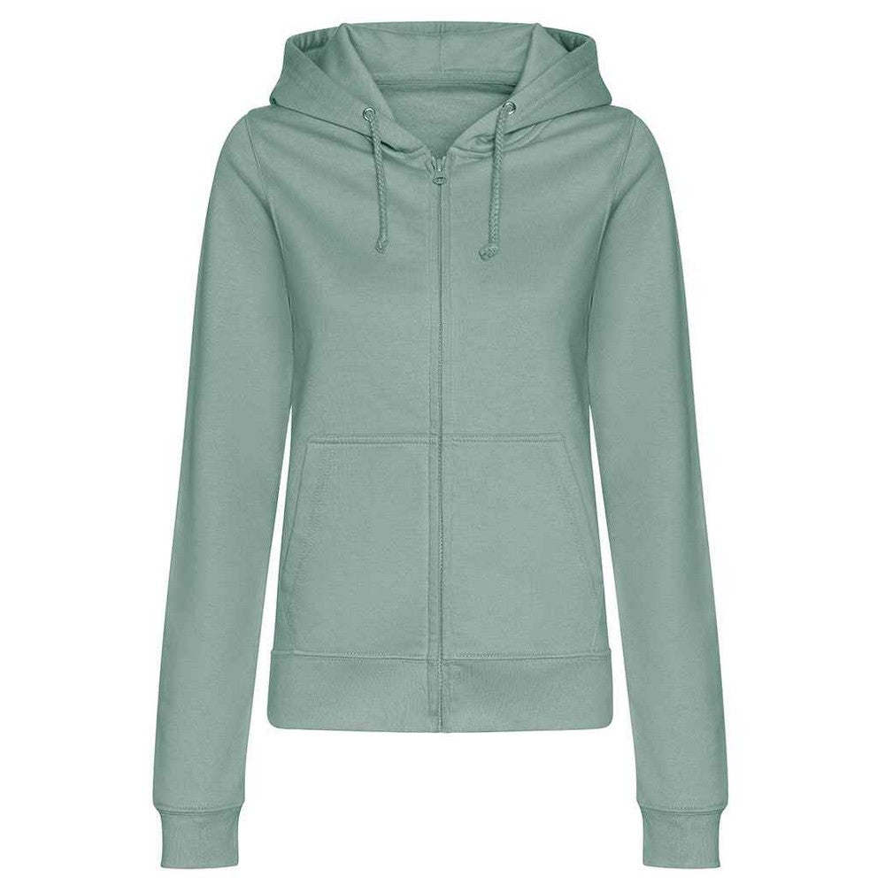 Dusty Green - Front - Awdis Womens-Ladies College Zoodie Hoodie