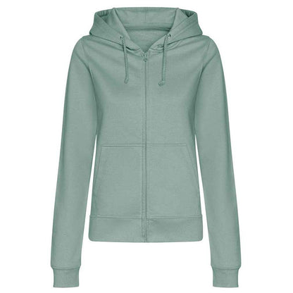 Dusty Green - Front - Awdis Womens-Ladies College Zoodie Hoodie