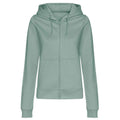 Dusty Green - Front - Awdis Womens-Ladies College Zoodie Hoodie