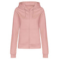 Dusty Pink - Front - Awdis Womens-Ladies College Zoodie Hoodie