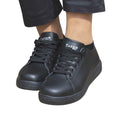 Black - Side - AFD Unisex Adult Retro Leather Safety Trainers