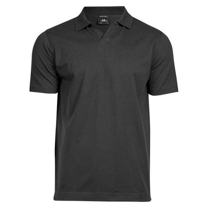 Black - Front - Tee Jays Mens Stretch V Neck Polo Shirt