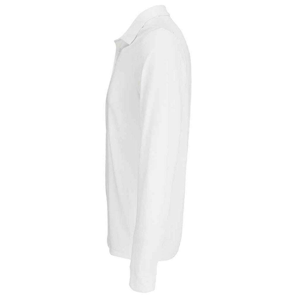 White - Back - SOLS Unisex Adult Prime Pique Long-Sleeved Polo Shirt