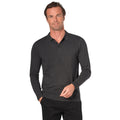 Charcoal - Front - Brook Taverner Mens Casper Knitted Long-Sleeved Polo Shirt
