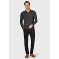 Charcoal - Side - Brook Taverner Mens Casper Knitted Long-Sleeved Polo Shirt