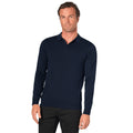 Navy - Front - Brook Taverner Mens Casper Knitted Long-Sleeved Polo Shirt