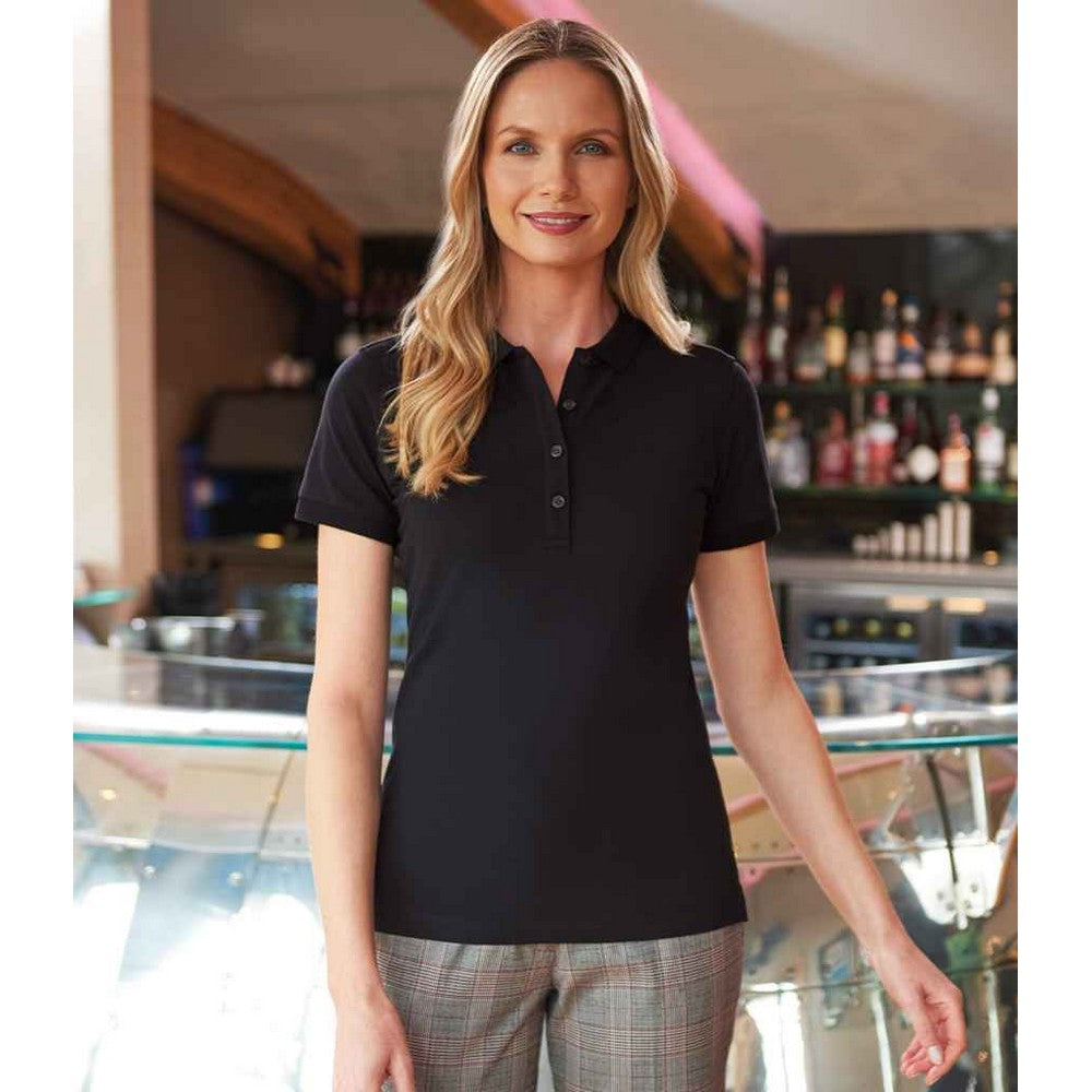 Black - Back - Brook Taverner Womens-Ladies Arlington Cotton Polo Shirt