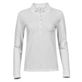 White - Front - Tee Jays Womens-Ladies Luxury Stretch Long-Sleeved Polo Shirt