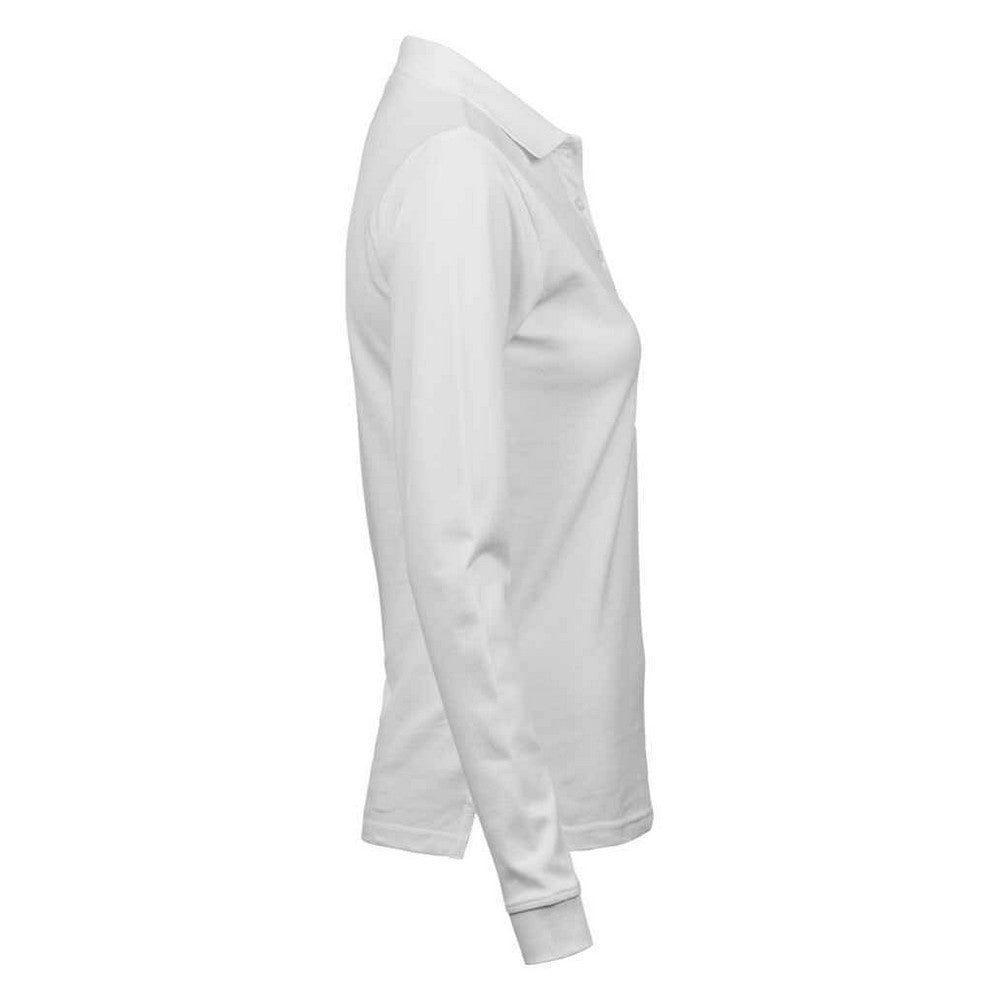 White - Back - Tee Jays Womens-Ladies Luxury Stretch Long-Sleeved Polo Shirt