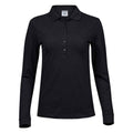 Black - Front - Tee Jays Womens-Ladies Luxury Stretch Long-Sleeved Polo Shirt