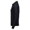 Black - Side - Tee Jays Womens-Ladies Luxury Stretch Long-Sleeved Polo Shirt