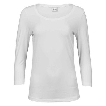 White - Front - Tee Jays Womens-Ladies Stretch 3-4 Sleeve T-Shirt