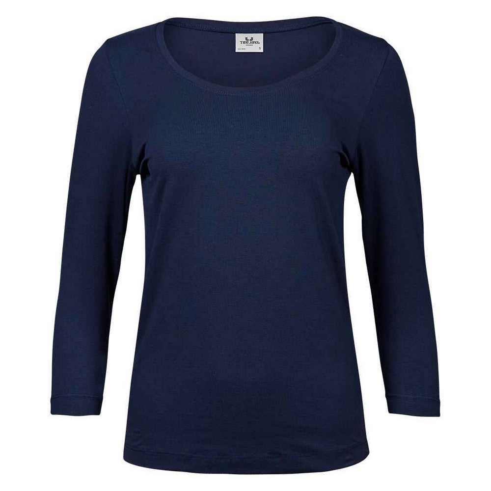 Navy - Front - Tee Jays Womens-Ladies Stretch 3-4 Sleeve T-Shirt