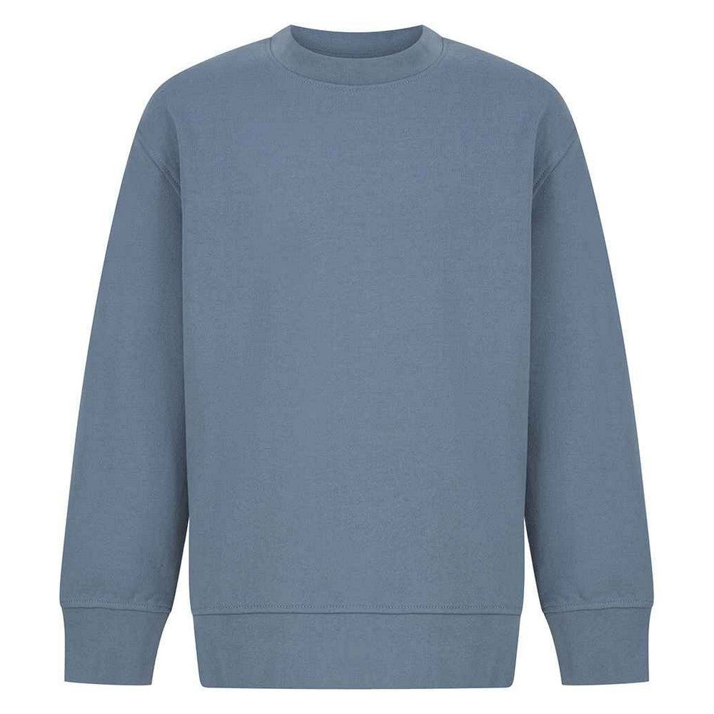 Stone Blue - Front - SF Minni Childrens-Kids Curved Hem Sweatshirt