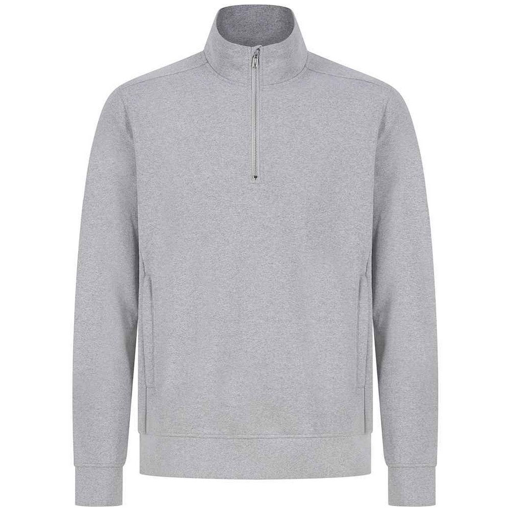 Heather Grey - Front - Henbury Unisex Adult Sustainable Quarter Zip Sweatshirt