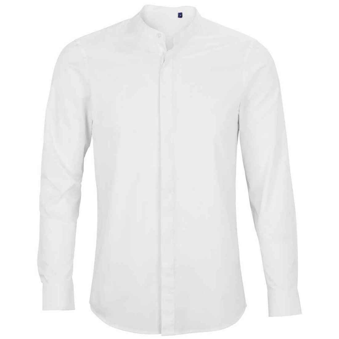 Optic White - Front - NEOBLU Mens Poplin Bart Mao Collar Long-Sleeved Formal Shirt