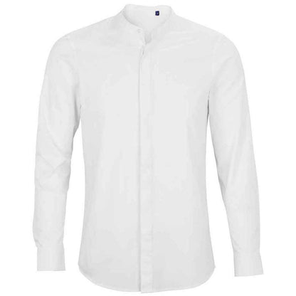 Optic White - Front - NEOBLU Mens Poplin Bart Mao Collar Long-Sleeved Formal Shirt