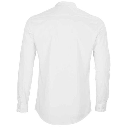 Optic White - Back - NEOBLU Mens Poplin Bart Mao Collar Long-Sleeved Formal Shirt