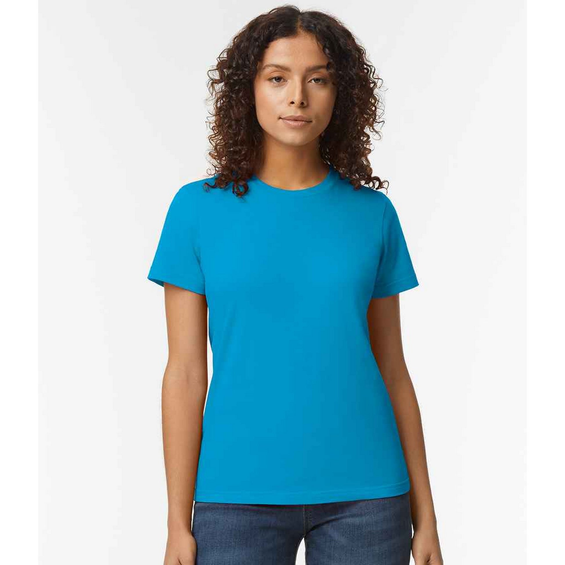 Sapphire Blue - Side - Gildan Womens-Ladies Soft Midweight T-Shirt