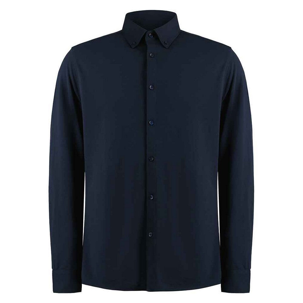 Navy - Front - Kustom Kit Mens Pique Formal Shirt