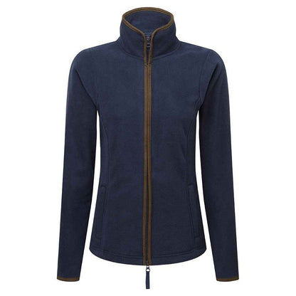 Navy-Brown - Front - Premier Womens-Ladies Artisan Contrast Trim Fleece Jacket