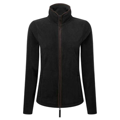 Black-Brown - Front - Premier Womens-Ladies Artisan Contrast Trim Fleece Jacket