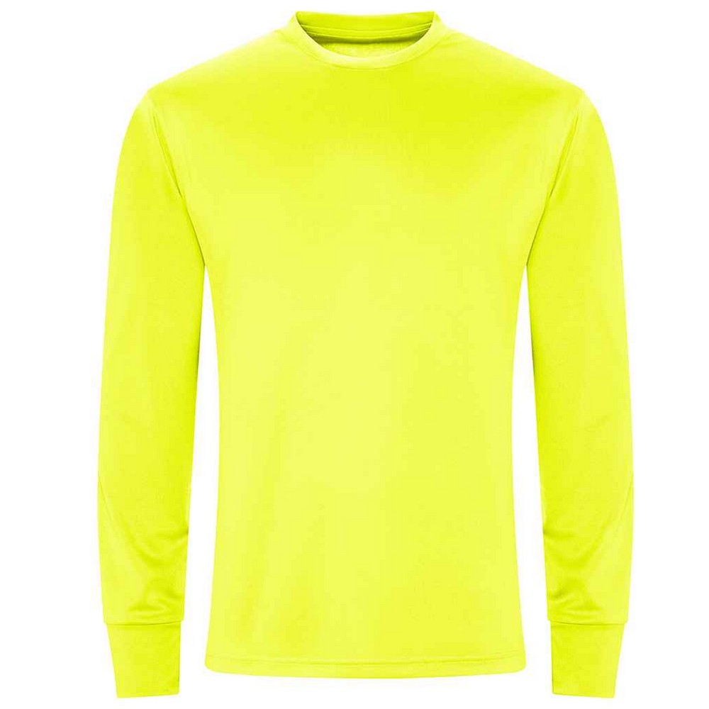 Electric Yellow - Front - AWDis Cool Mens Long-Sleeved Active T-Shirt