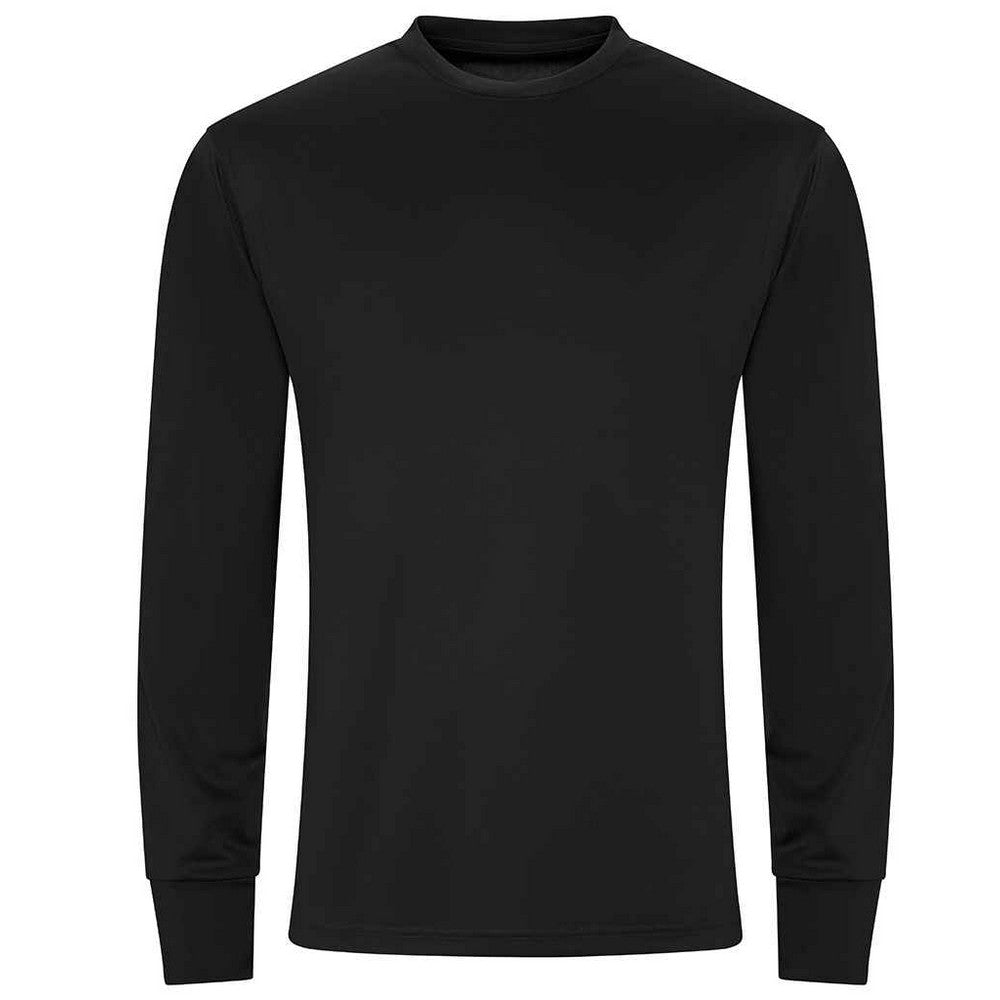 Jet Black - Front - AWDis Cool Mens Long-Sleeved Active T-Shirt