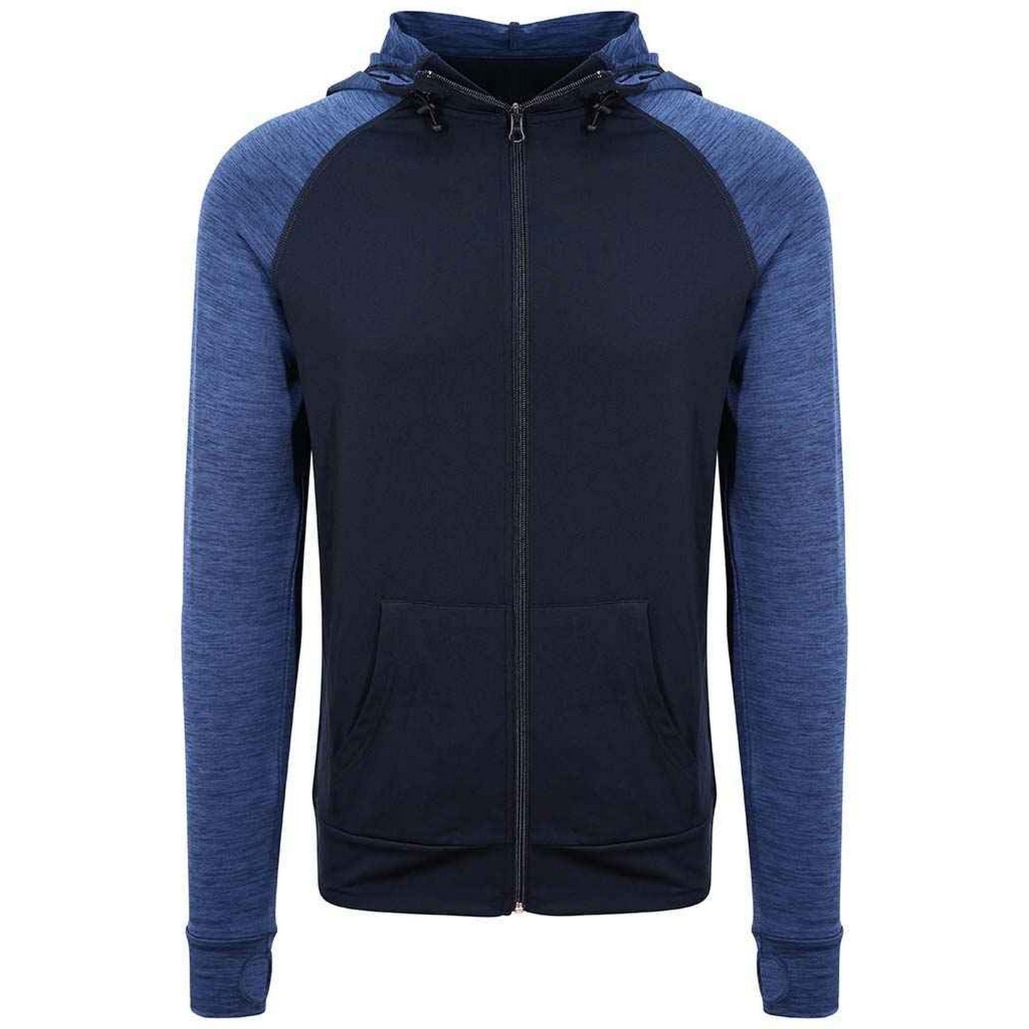 Navy Melange - Front - AWDis Cool Mens Full Zip Hoodie