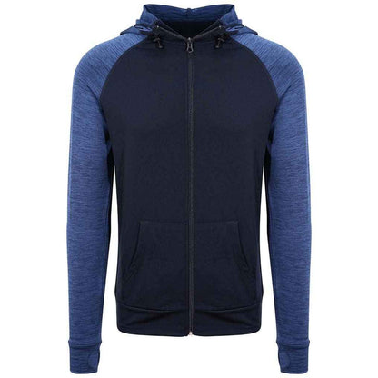 Navy Melange - Front - AWDis Cool Mens Full Zip Hoodie