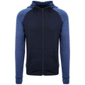 Navy Melange - Front - AWDis Cool Mens Full Zip Hoodie
