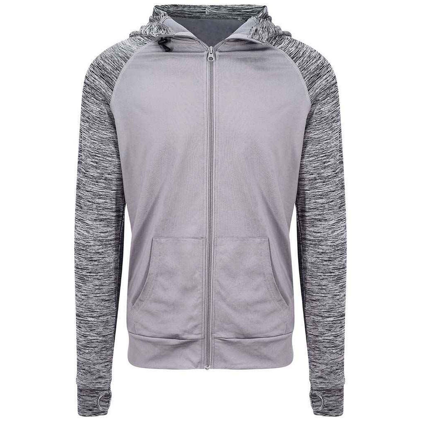 Grey Melange - Front - AWDis Cool Mens Full Zip Hoodie