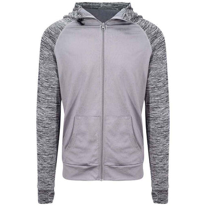 Grey Melange - Front - AWDis Cool Mens Full Zip Hoodie