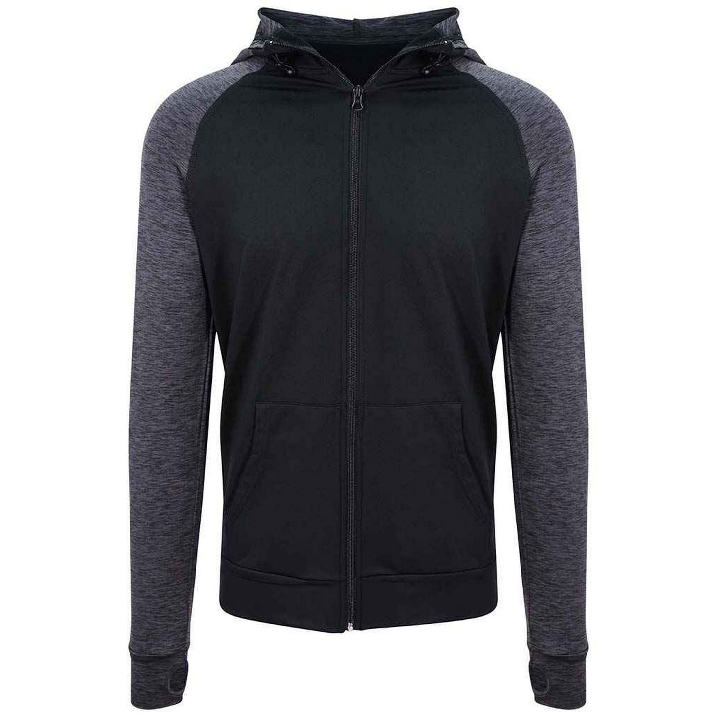 Black-Black Slate - Front - AWDis Cool Mens Full Zip Hoodie